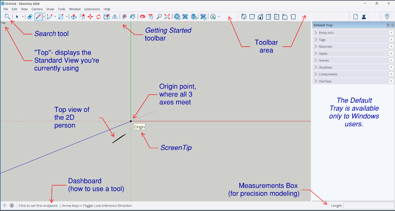 Figure 1.4: Top view, looking down on the ground plane (Windows)