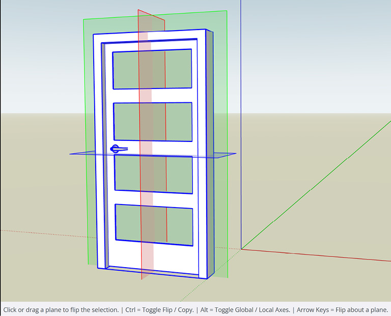 Figure 1.7: Door with Flip tool activated and the Dashboard with instructions for the tool