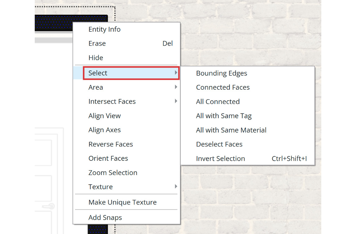 Figure 1.10: Right-click Context menu for the Select flyout