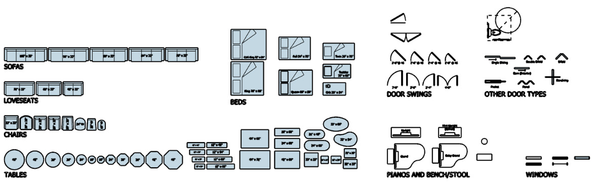 Figure 1.23: Becca’s 2D Space Plan Items model in 3D Warehouse