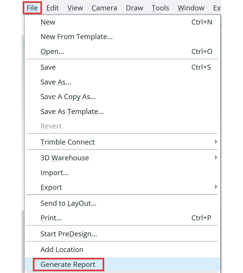 Figure 1.27: Where to find Generate Report