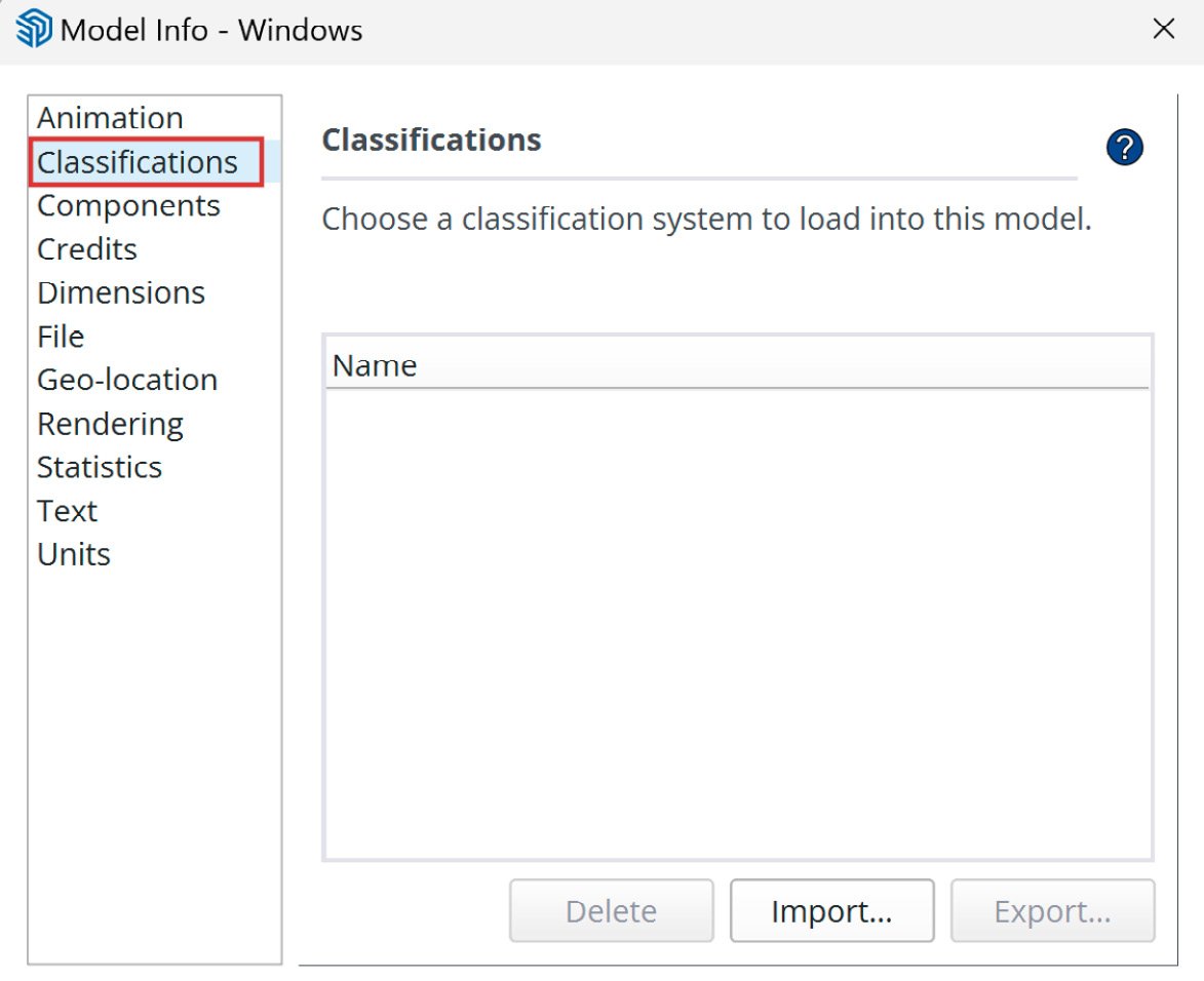 Figure 1.31: Classifications is found in the Model Info toolbar