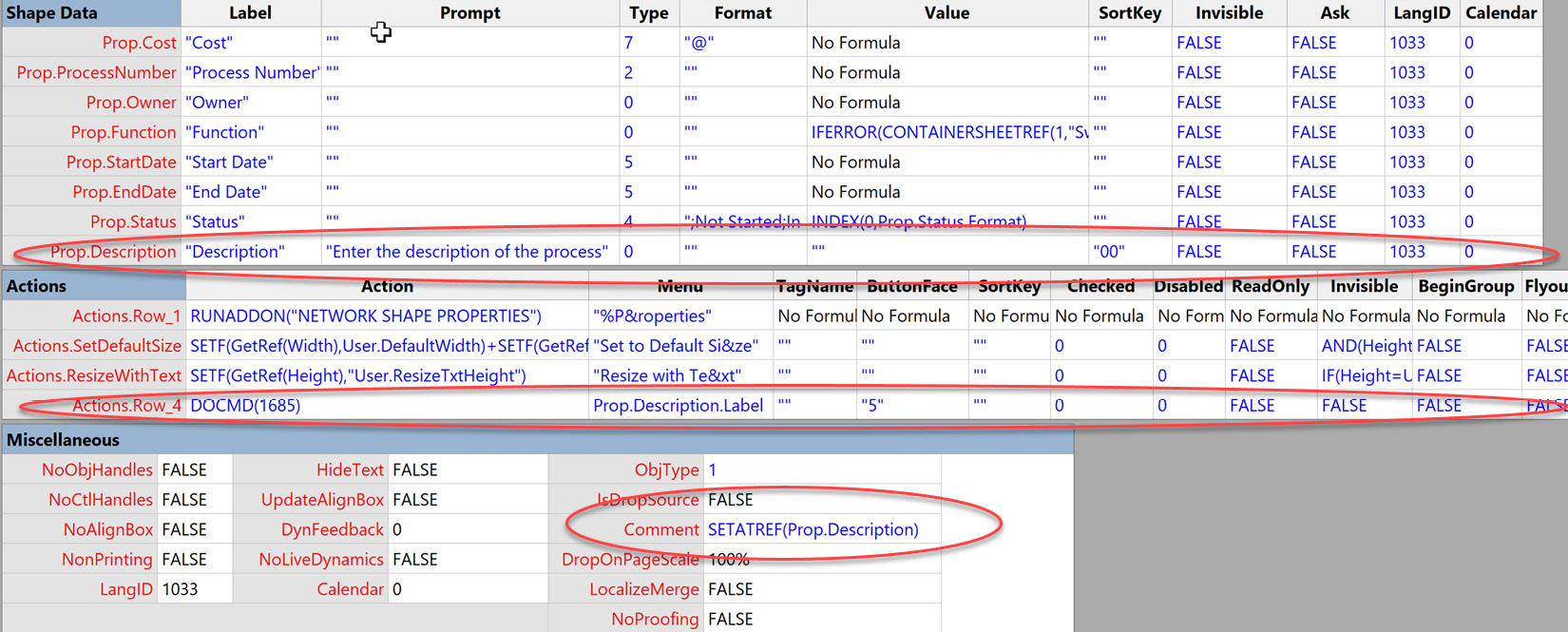 Figure 10.11 – Adding a Description Shape Data row