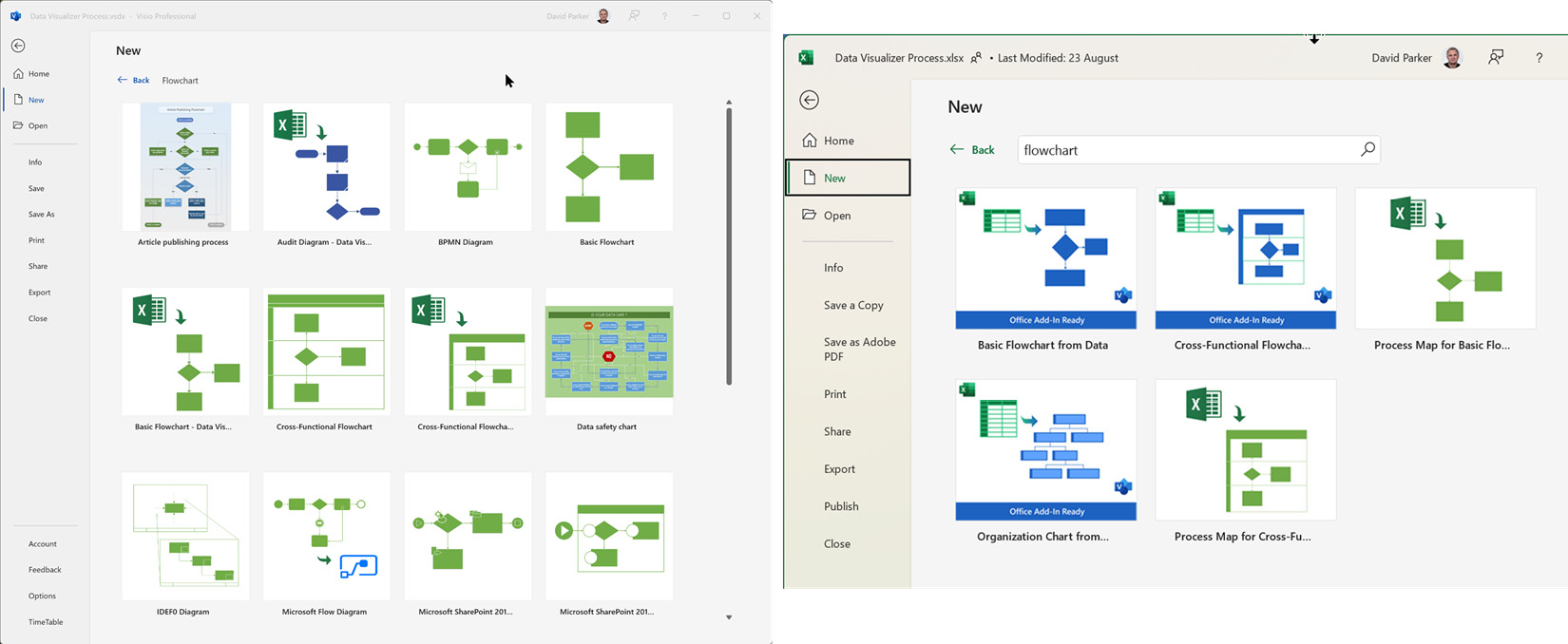 Figure 5.11 – The Data Visualizer templates with the Excel icon in the top left