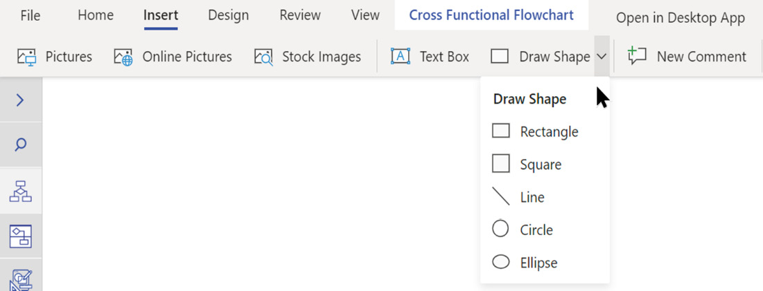 Figure 2.10 – Inserting images and drawing shapes in the Visio online editor