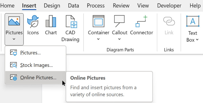 Figure 2.8 – Inserting an image in desktop Visio