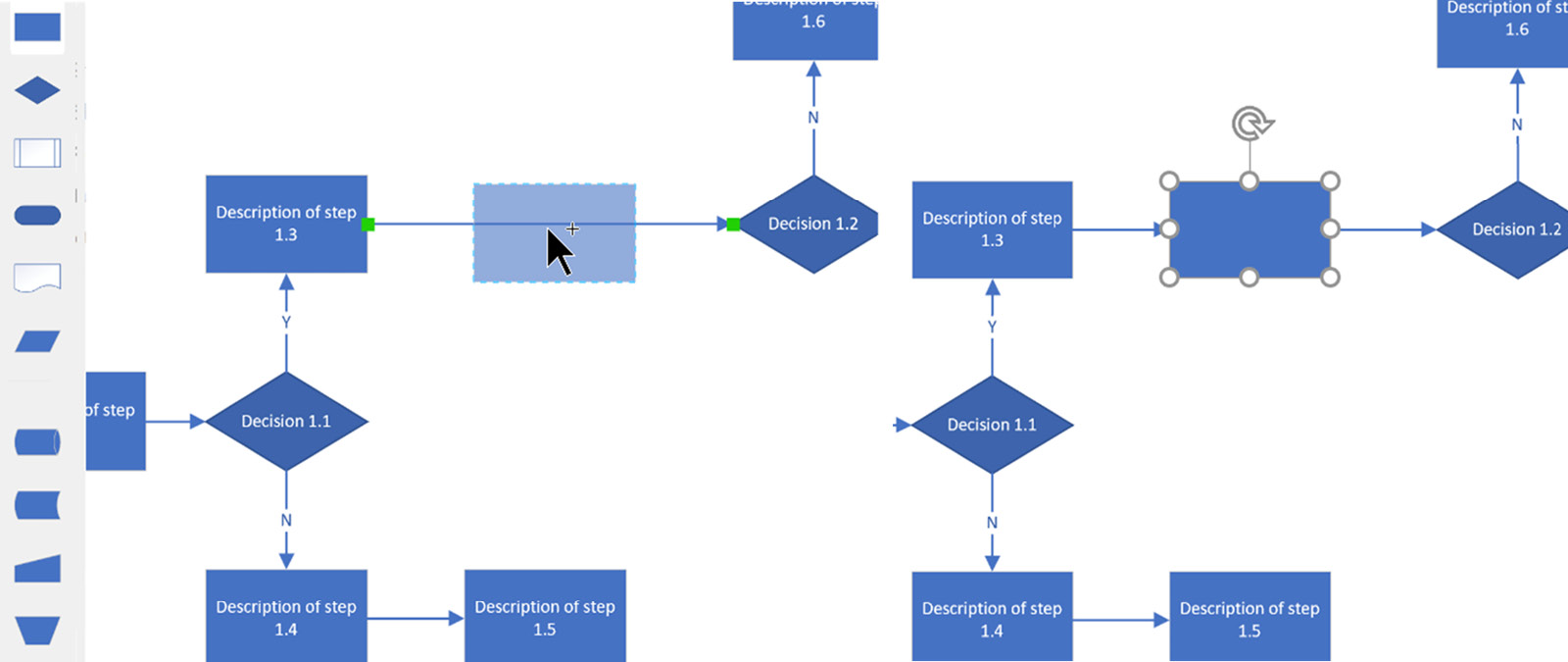 Figure 3.28 – Inserting a shape into a connector in desktop Visio