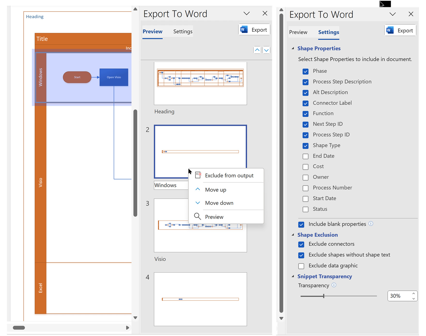 Figure 9.2﻿ - The Export To Word panel