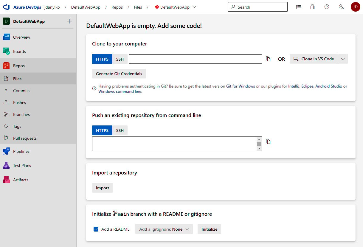 Figure 2.3 – Importing a repository