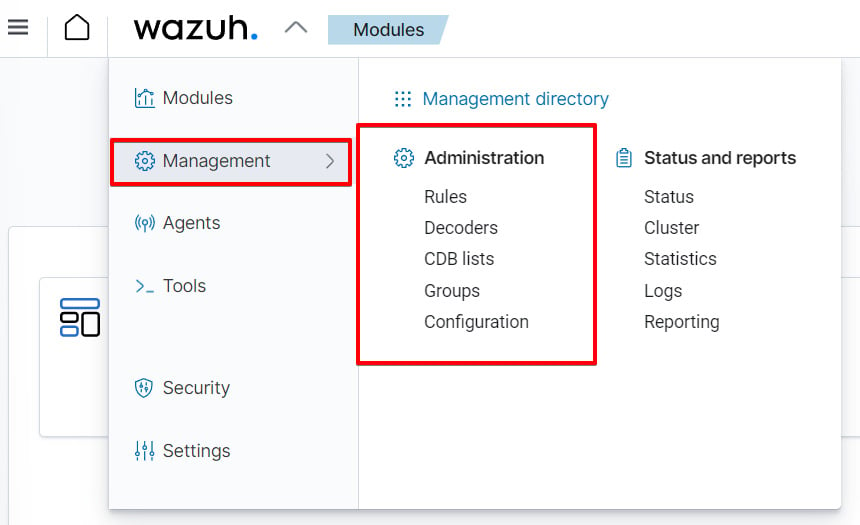 Figure 1.7 – Wazuh administration