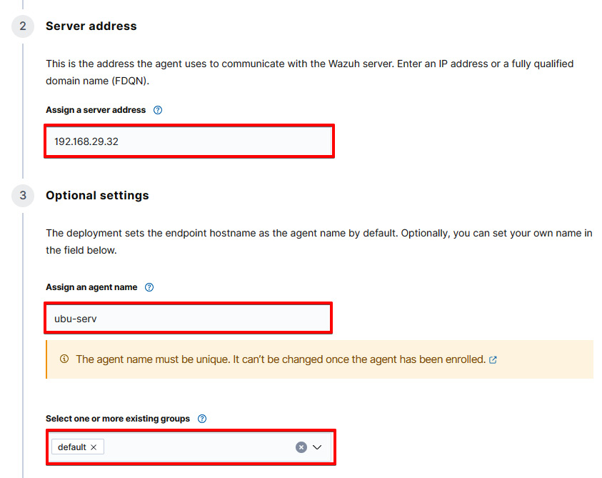  Figure 1.10 – Choosing a server address and optional settings