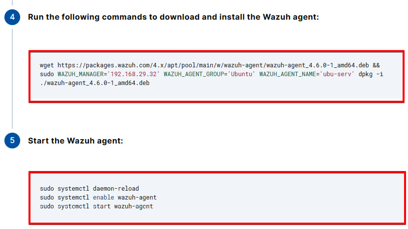  Figure 1.11 – Retrieving the commands to download and install a Wazuh agent