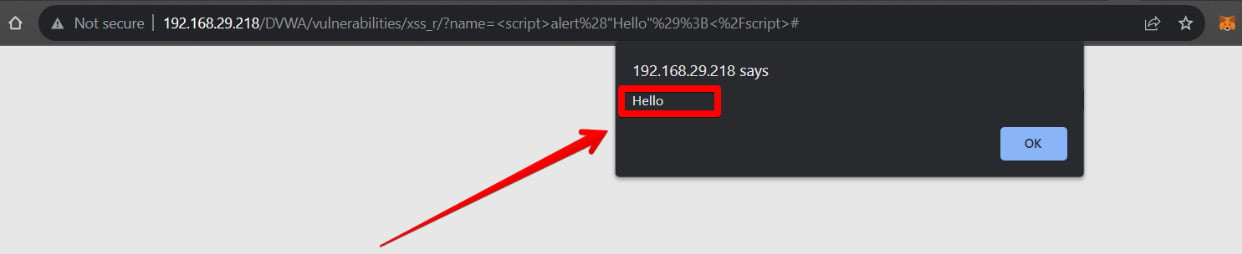 Figure 1.26 – Visualizing reflected XSS on DVWA