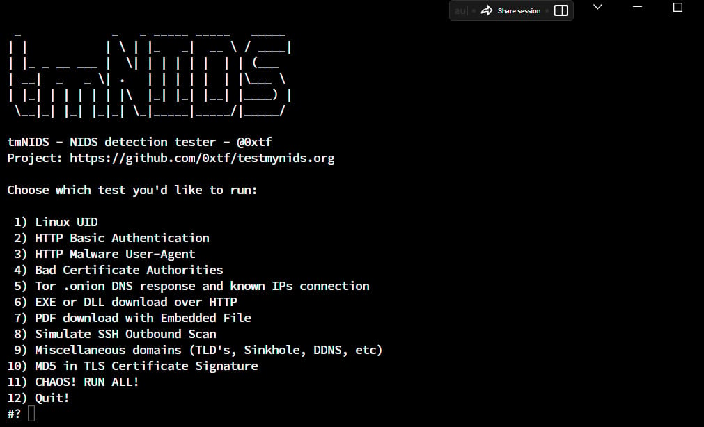 Figure 1.29 – Visualizing tmNIDS detection tester