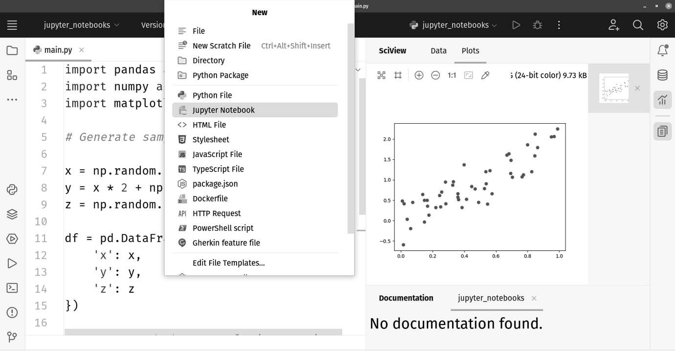 Figure 13.26: Create a new Jupyter notebook using the File | New menu option