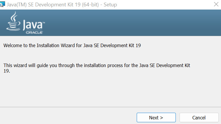 Figure 1.4 – The Java installation wizard window