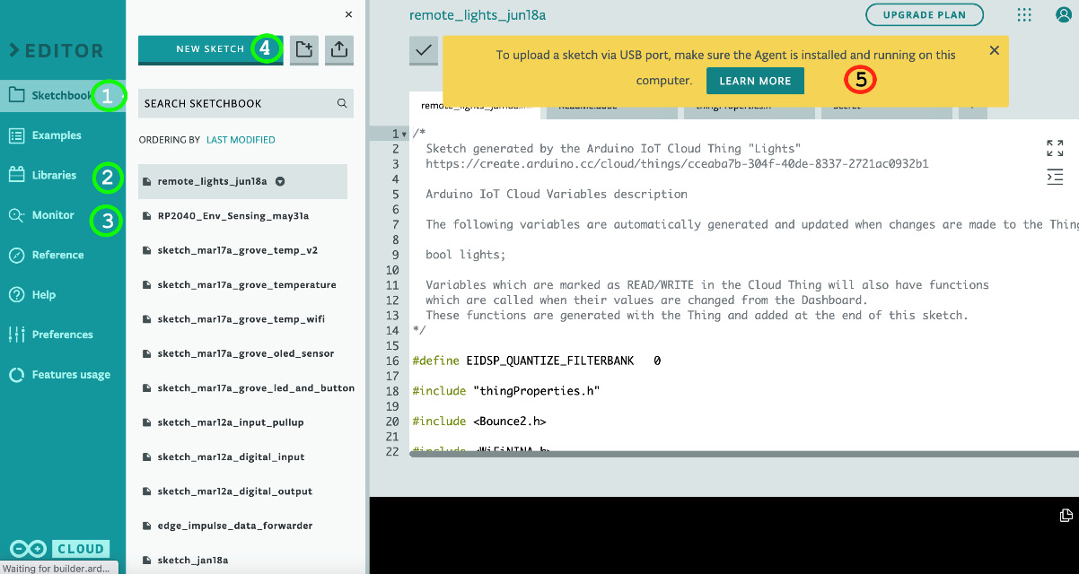 Figure 1.2 – The Arduino Cloud IDE