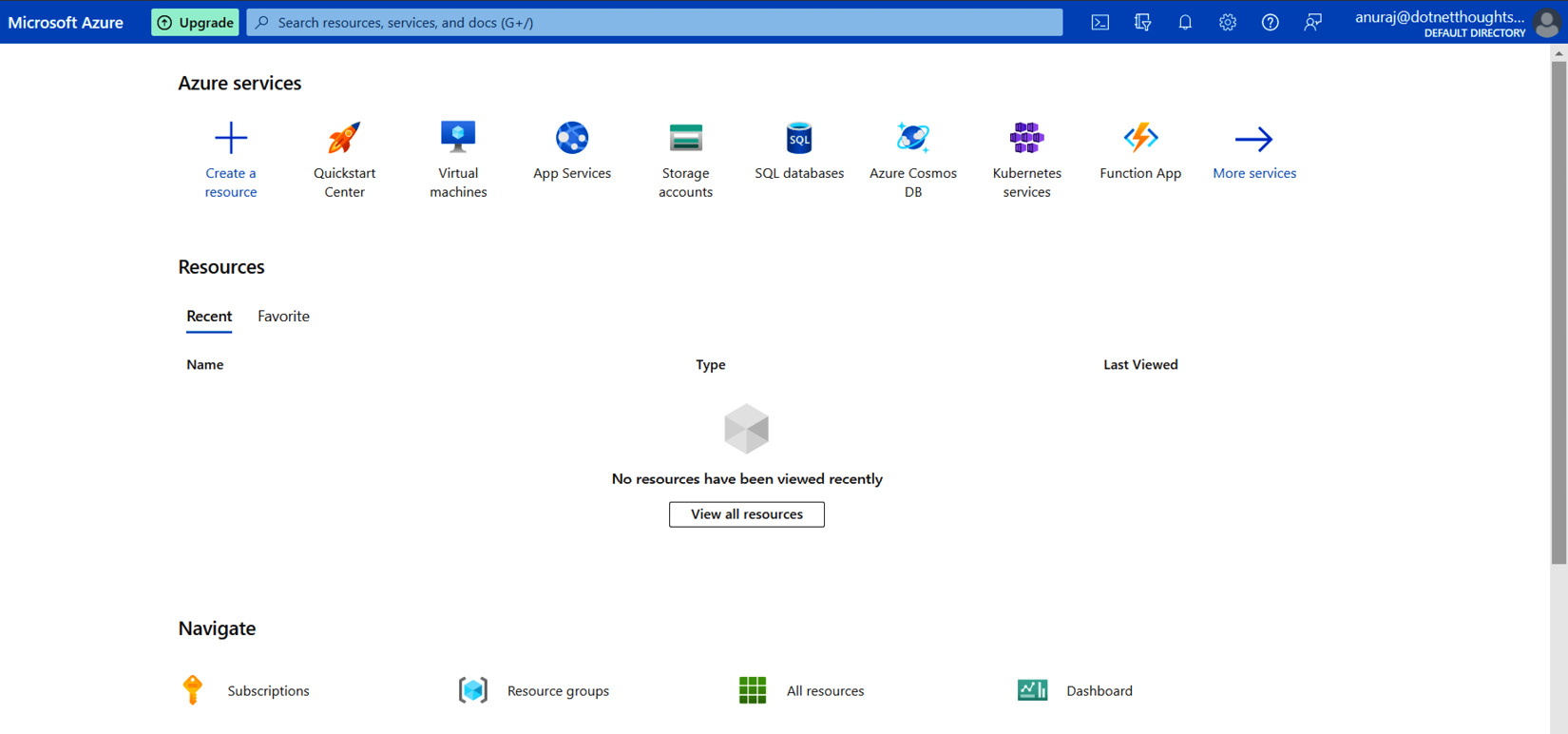 Figure 1.6 – Azure portal
