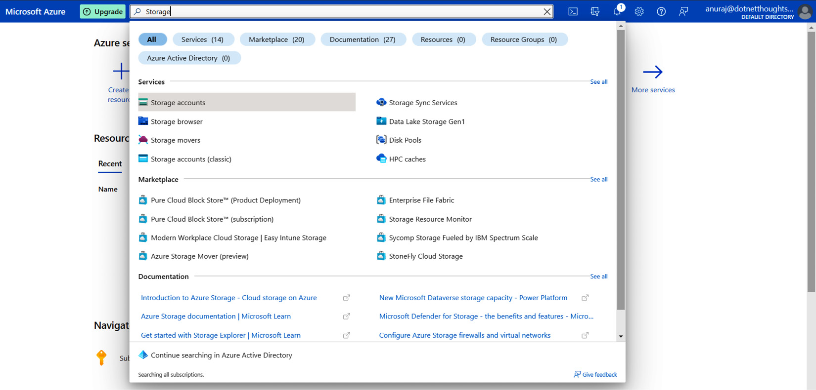 Figure 1.7 – Searching for resources – the Azure portal
