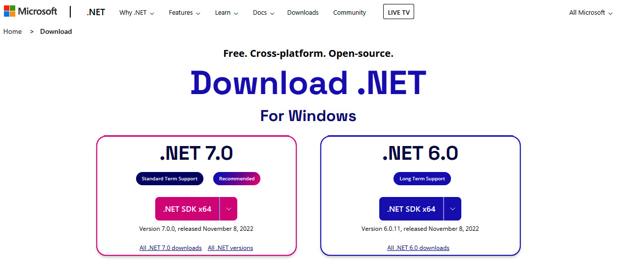 Figure 1.31 – .NET Download page
