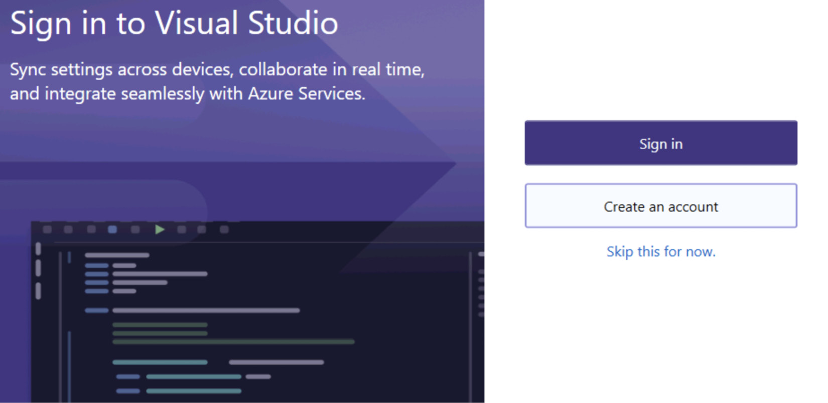 Figure 1.39 – Visual Studio – first screen
