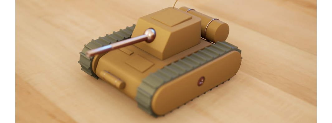 Figure 2.5 – The toy tank with the new material applied to it