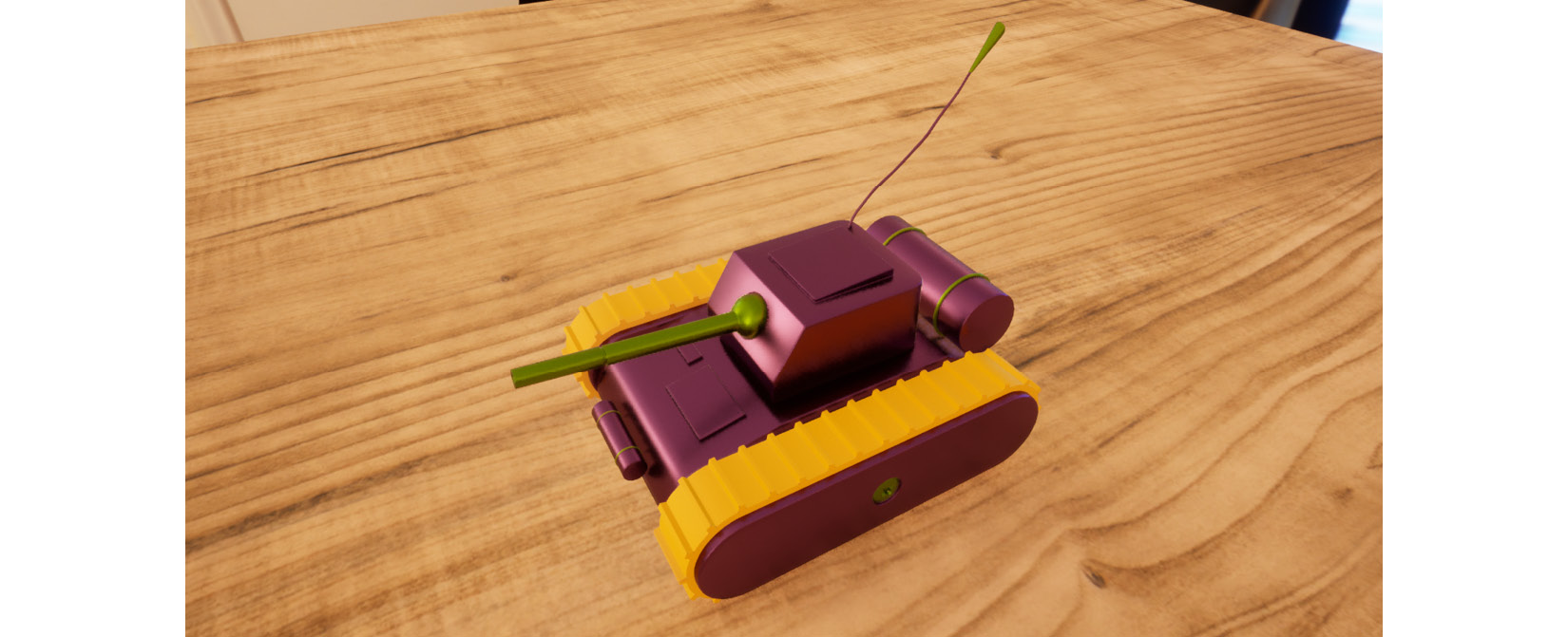 Figure 2.11 – The final look of the toy tank using the new Material Instance we have just created