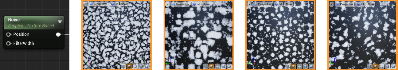 Figure 2.28 – The Noise node and several of its available patterns