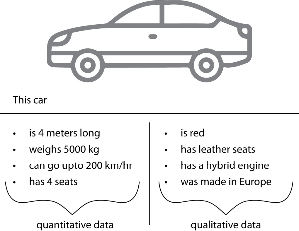 Figure 2.3 – A single object depicted by both quantitative (left) and qualitative (right) features