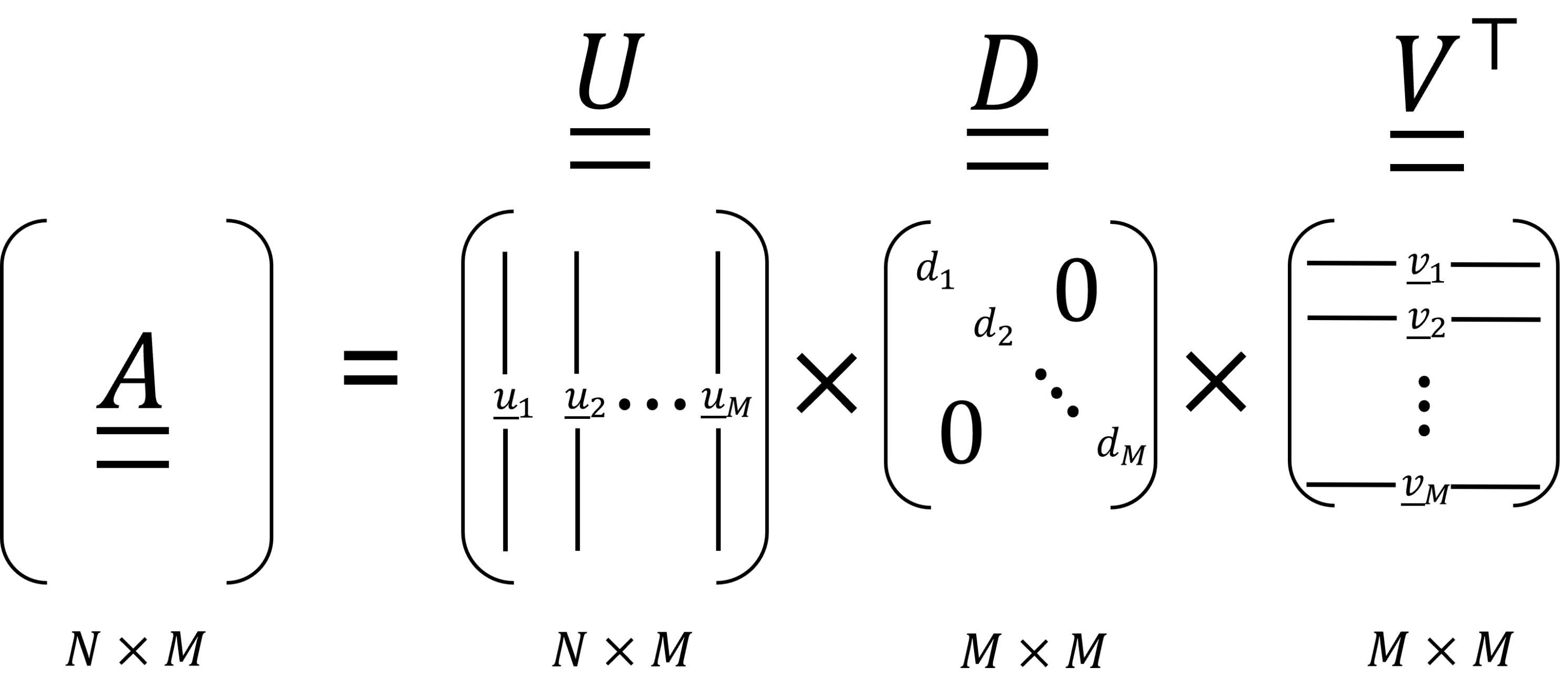 Figure 3.6: The compact form of the SVD of a real-valued matrix