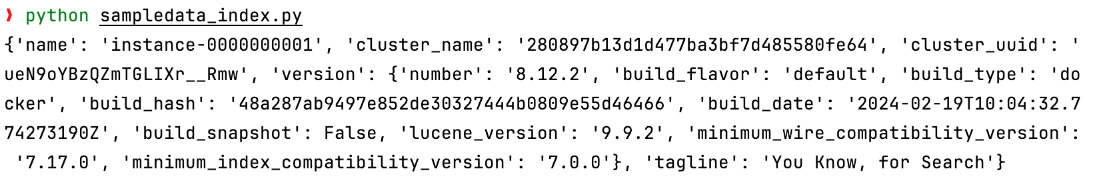 Figure 2.3 – Connected Elasticsearch information