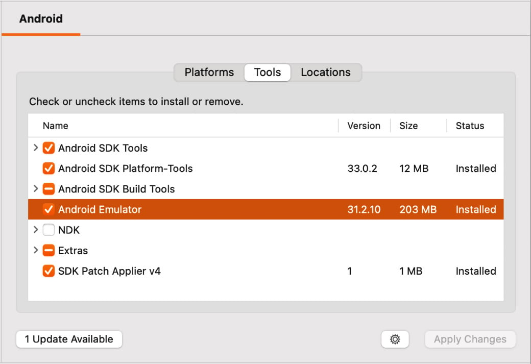 Figure 1.10 – Install﻿ing Android Emulator in Vi﻿sual Studio for Mac