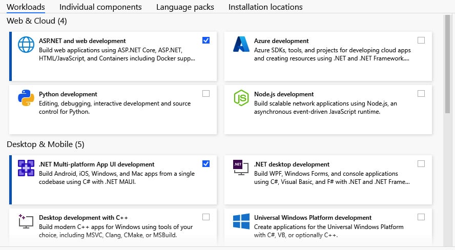 Figure 1.14 – Visual Studio 2022 installer