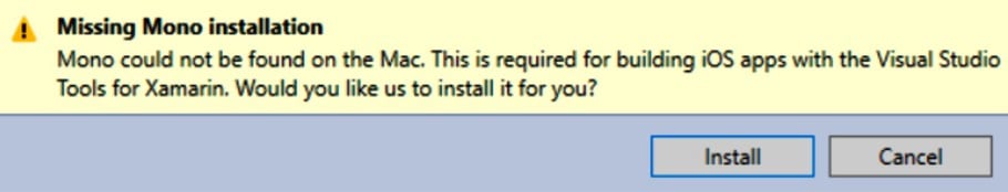 Figure 1.20 – Missing Mono installation dialog