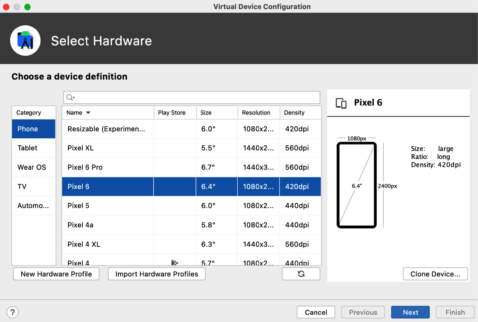 Figure 1.8 – Device definition creation