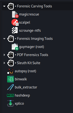 Figure 1.3 – Tools within the Forensics menu