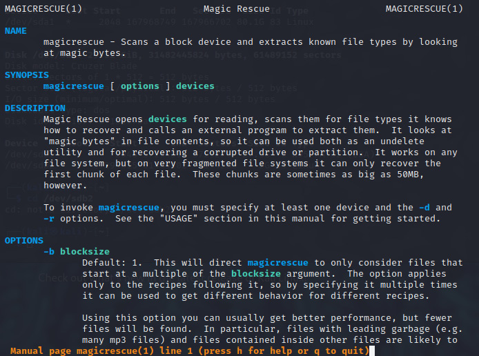 Figure 9.11 – Magicrescue usage options