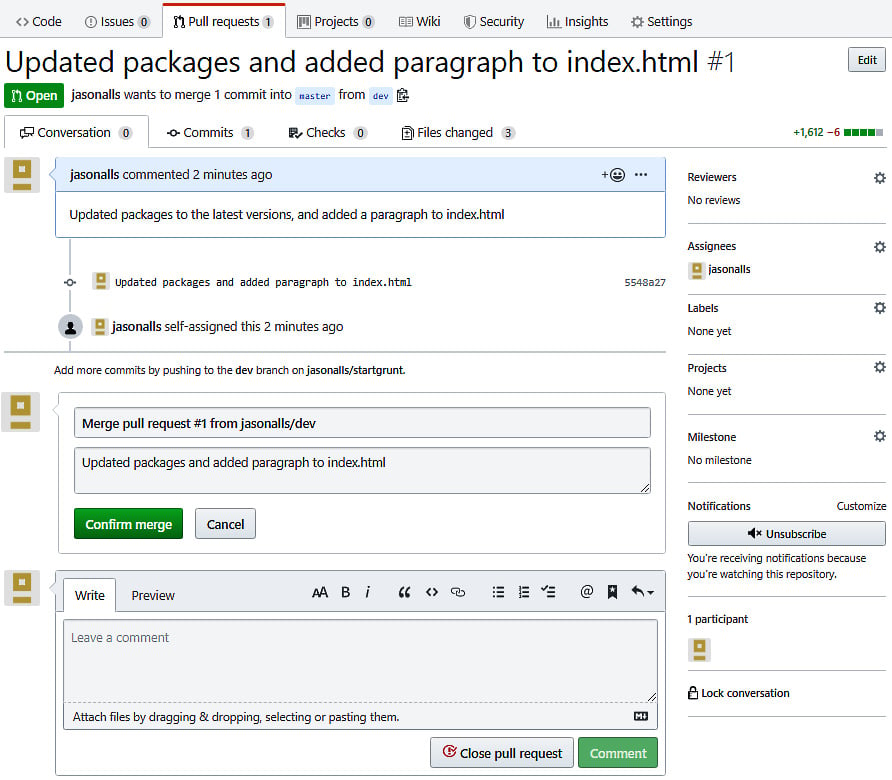 Figure 2.7: Confirming the merge