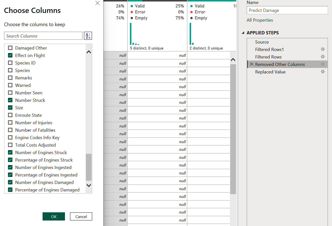 Figure 5.16 – Select the columns to be added to the ML query