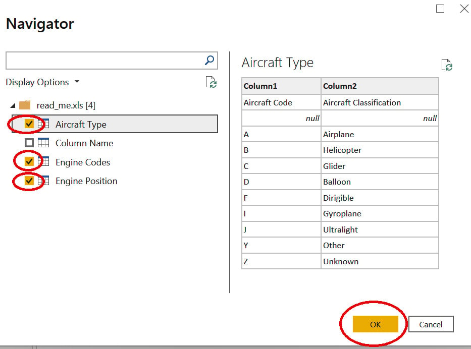 Figure 1.9 – Sheets in Power Query can be individually selected