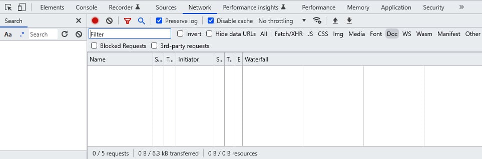 Figure 1.9: DevTools Network panel