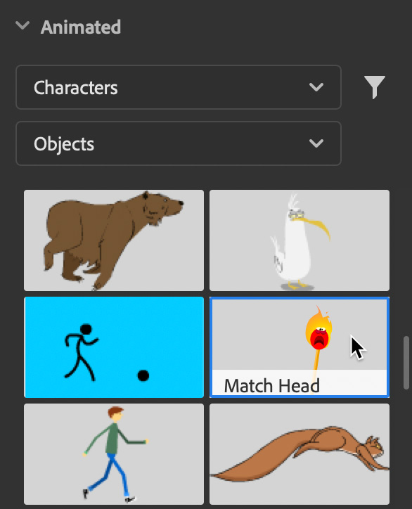 Figure 1.23 – Selecting an animated character