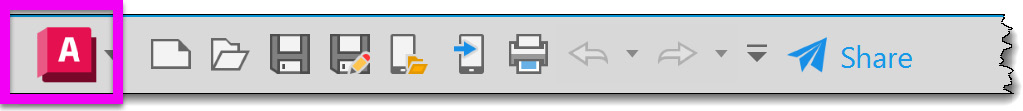 Figure 2.2: Using the AutoCAD “A” icon in the title bar