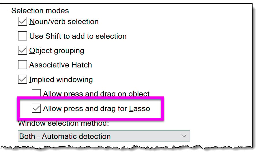 Figure 2.8: Lasso options