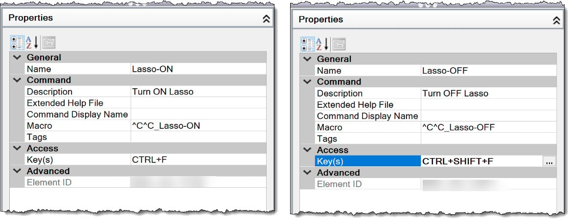 Figure 2.12: The Lasso ON/OFF shortcut key properties