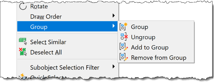 Figure 2.29: Using the Group menu