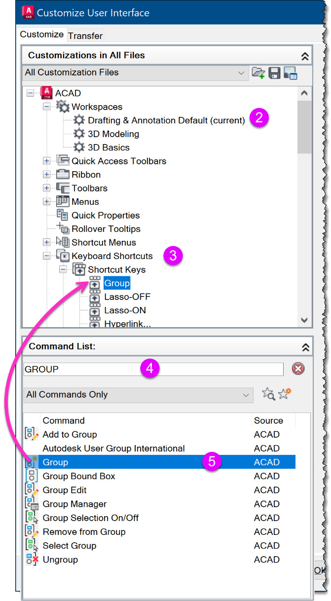 Figure 2.31: Create a GROUP shortcut key