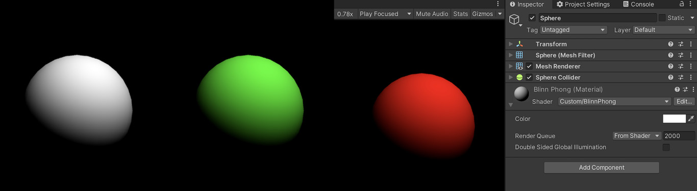 Figure 1.18 – Examples of renders with a constant white surface for the sphere but a changing light color