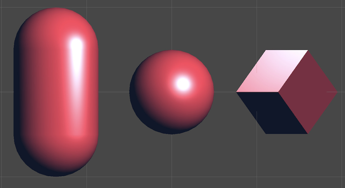 Figure 1.22 – Some applications of our final shader with the diffuse, ambient, and specular lighting components