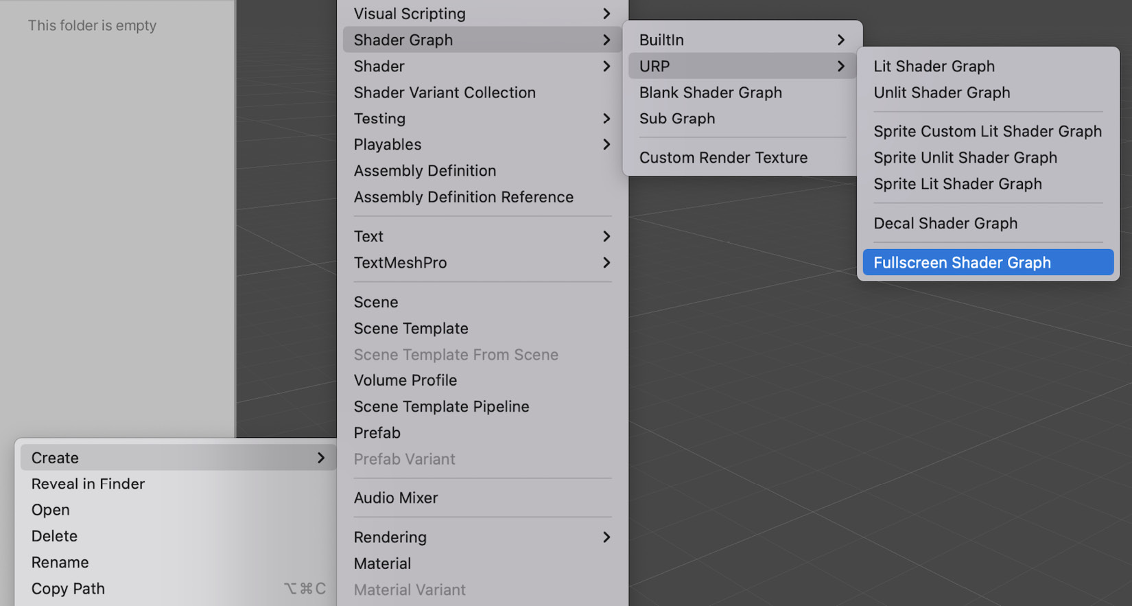 Figure 14.2 – New contextual menu item for the Fullscreen Shader Graph URP template